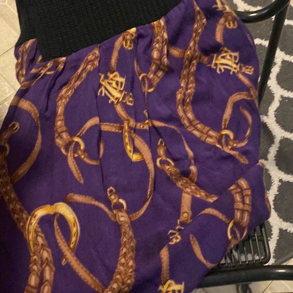 Ralph Lauren Equestrian Infinity Scarf Purple & Gold - Picture 3 of 4